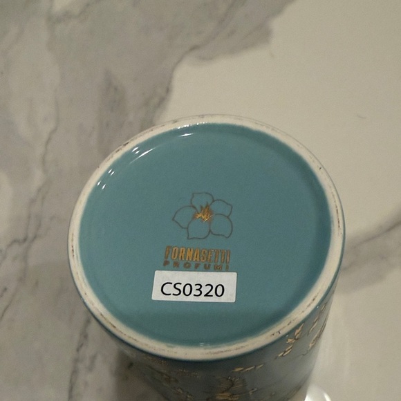 Fornasetti Turquoise and Gold Floral Candle Holder - Picture 2 of 4